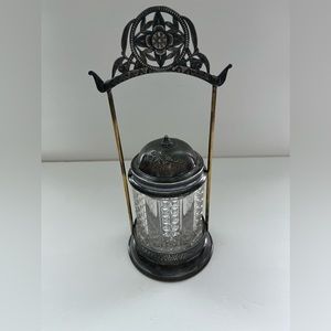RARE EAPG ANTIQUE SILVER
PLATED PICKLE JAR CASTOR